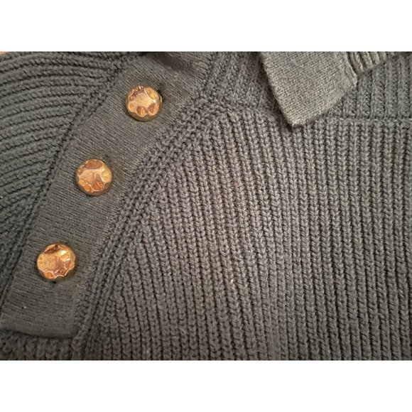 Tara Jarmon Paris Women's Wool Blend Green Cowl Neck Sweater Gold Buttons‎ Large - Picture 7 of 10
